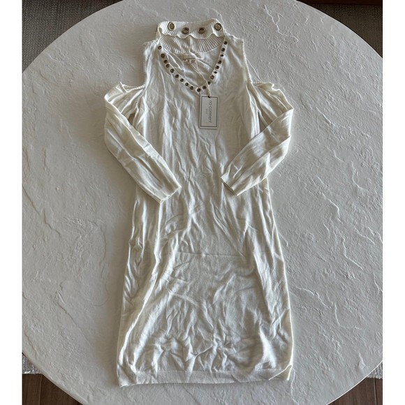 No Comment White Knit Cut Out Dress - Picture 1 of 11